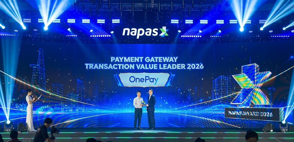 Giải thưởng Payment Gateway Transaction Value Leader 2026 dành cho OnePay. Giải thưởng Payment Gateway Transaction Value Leader 2026 dành cho OnePay.