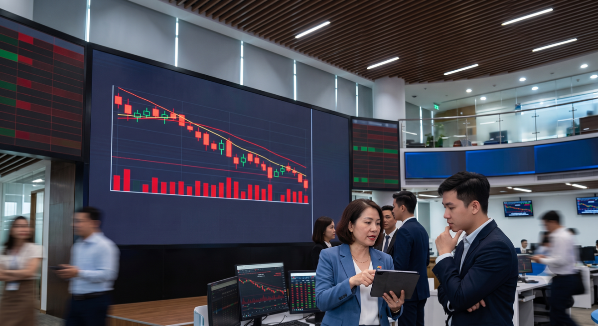 Sắc đỏ bao trùm, VN-Index chật vật giữ mốc 1.740 điểm Sắc đỏ bao trùm, VN-Index chật vật giữ mốc 1.740 điểm