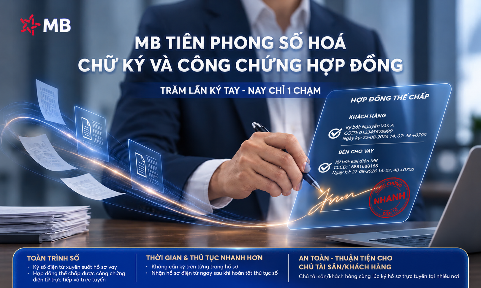 MB tiên phong ký số: Trăm lần ký tay – nay chỉ 1 chạm MB tiên phong ký số: Trăm lần ký tay – nay chỉ 1 chạm