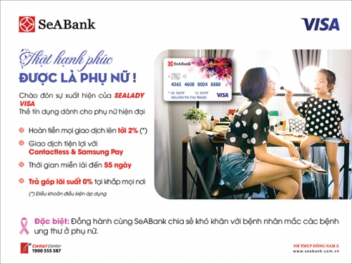 SeABank ra mắt thẻ SeALady Cashback Visa với nhiều ưu đãi dành cho chủ thẻ