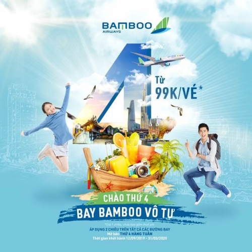 Săn vé Bamboo Airways bay nội địa chỉ từ 99.000 đồng