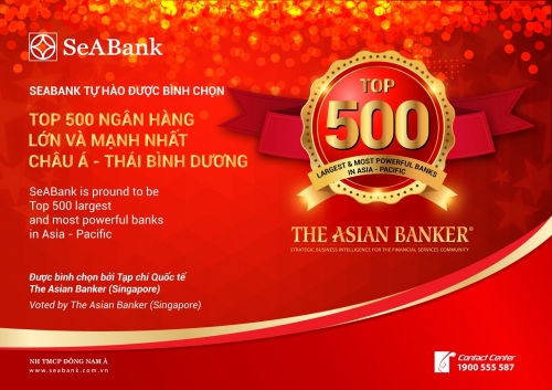 SeABank: Top 500 ngân hàng lớn và mạnh nhất châu Á – Thái Bình Dương