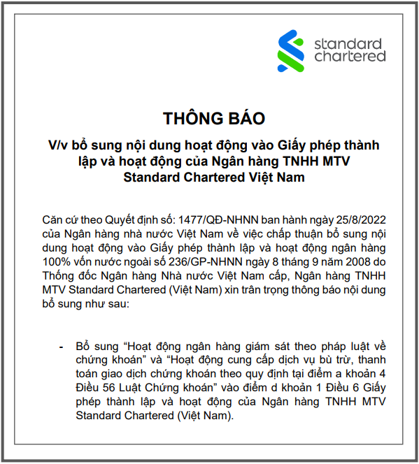 thong bao bo sung noi dung hoat dong cua ngan hang standard chartered viet nam