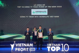 Herbalife Việt Nam được vinh danh Top 10 Công ty thực phẩm uy tín lần thứ 2 liên tiếp
