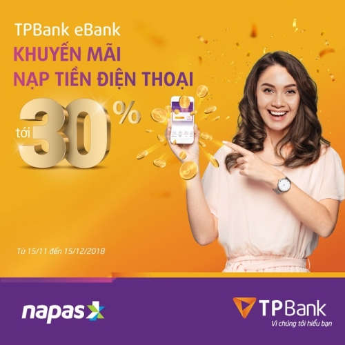 Chiết khẩu nạp tiền lên tới 50% với TPBank