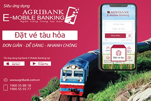 Agribank: Thanh toán vé tàu giá ưu đãi trên E-Mobile Banking