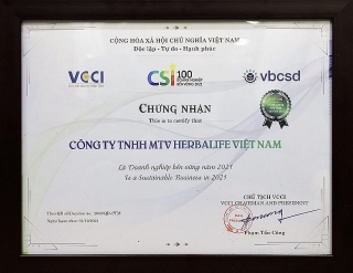 Herbalife Việt Nam tiếp tục được vinh danh top 100 Doanh nghiệp bền vững Việt Nam 2021