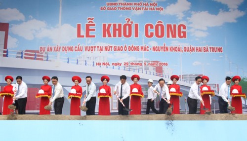 Khởi công xây dựng cầu vượt tại nút giao Ô Đông Mác - Nguyễn Khoái