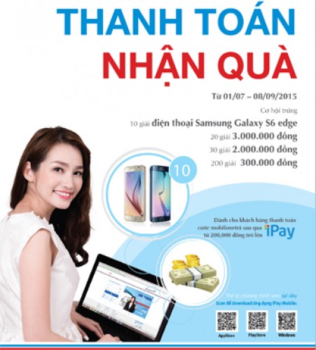 Thanh toán trên VietinBank iPay, nhận Samsung Galaxy S6 edge