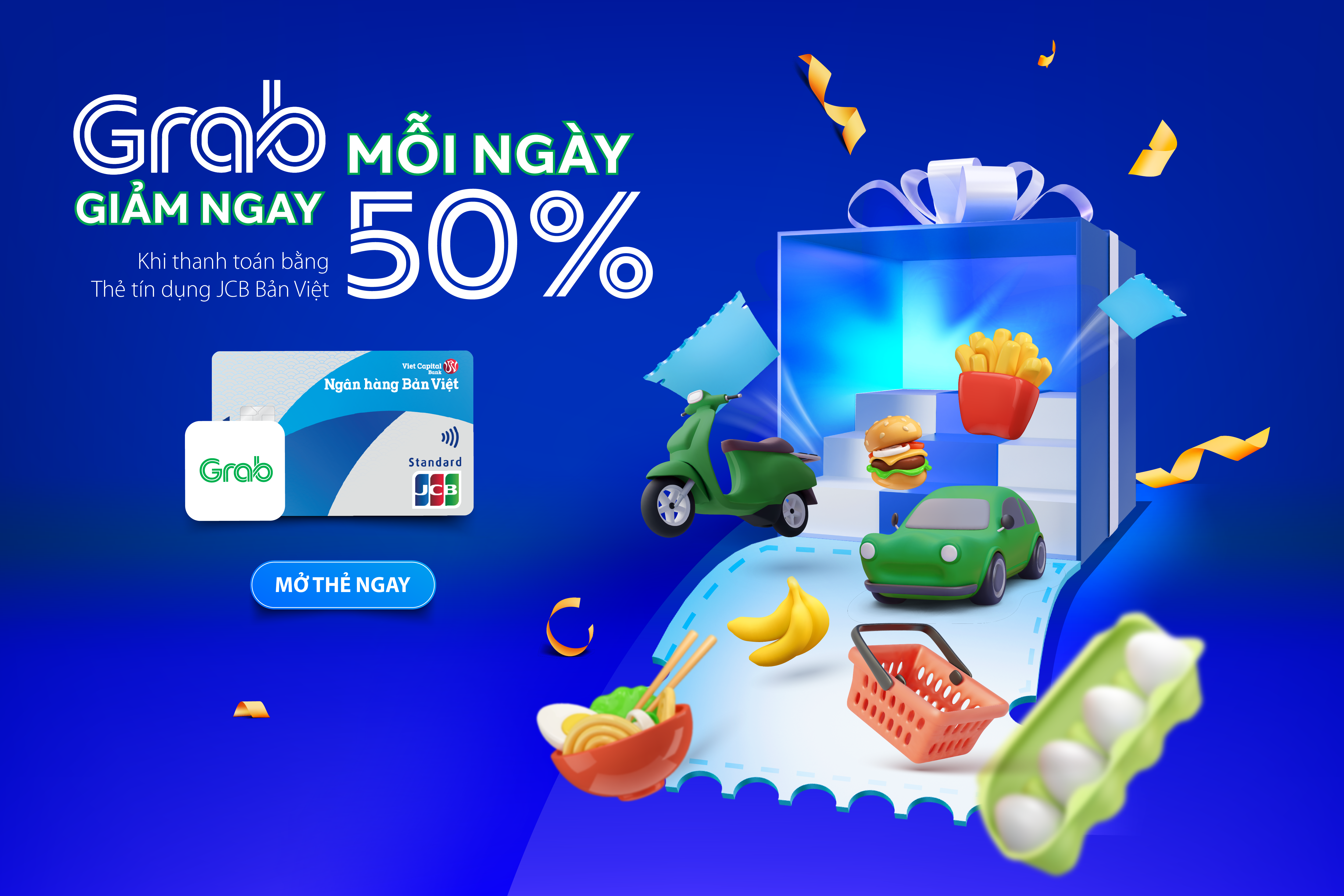 Grab mỗi ngày, ưu đãi 50% dành cho chủ thẻ tín dụng JCB Bản Việt