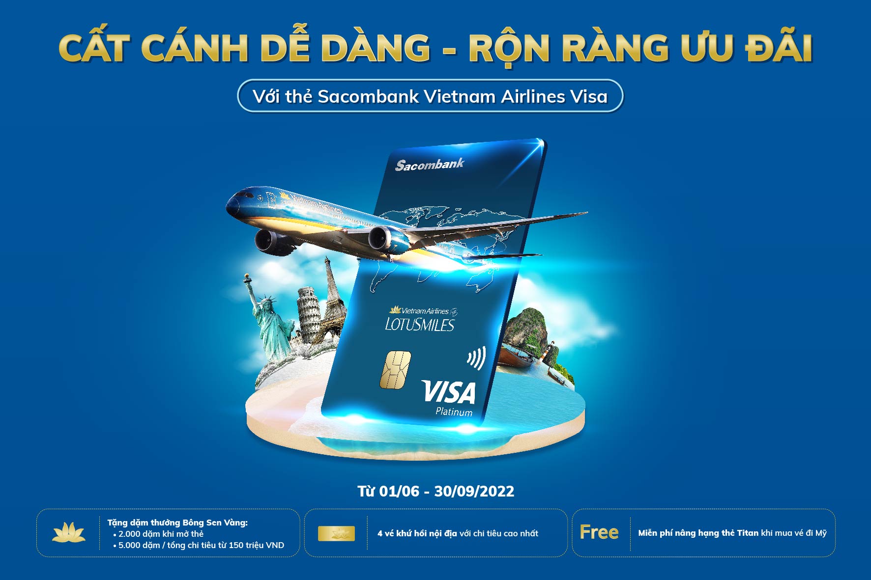 “Cất cánh dễ dàng - rộn ràng ưu đãi” cùng thẻ Sacombank Vietnam Airlines