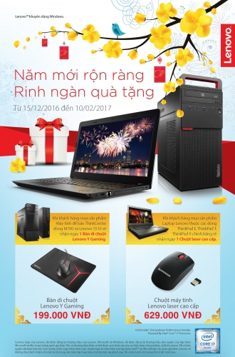 Nhận quà tặng khi mua máy tính Lenovo dịp năm mới