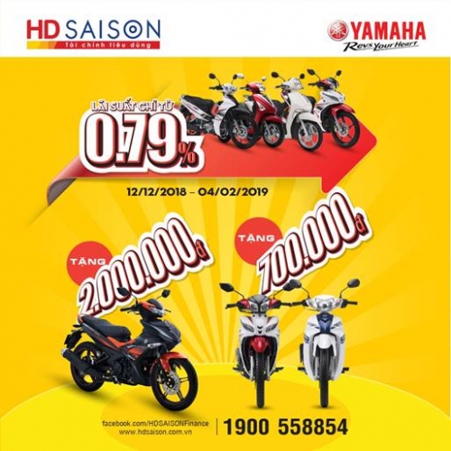 HD SAISON tặng 2 triệu đồng cho khách hàng mua xe Yamaha