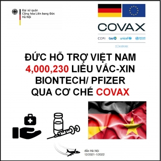 Đức ủng hộ Việt Nam thêm hơn 4 triệu liều vắc-xin BioNTech/Pfizer