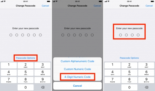 Chuyển passcode trên iPhone, iPad sang 4 số