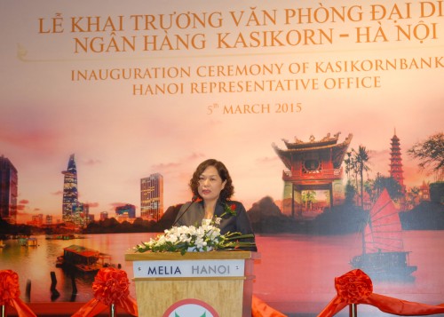 Phó Thống đốc Nguyễn Thị Hồng tham dự Lễ khai trương Ngân hàng Kasikorn Thái tại Hà Nội