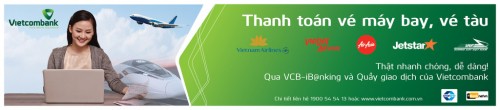 Thêm hình thức thanh toán vé máy bay và đường sắt tại Vietcombank