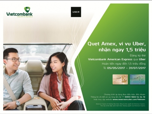 Vietcombank hoàn tiền ngay đến 1,5 triệu đồng cho chủ thẻ khi vivu cùng Uber