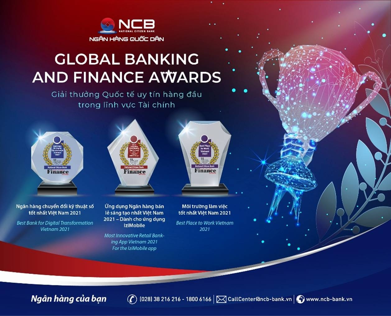 ncb nhan 3 giai thuong quoc te tai global banking finance awards