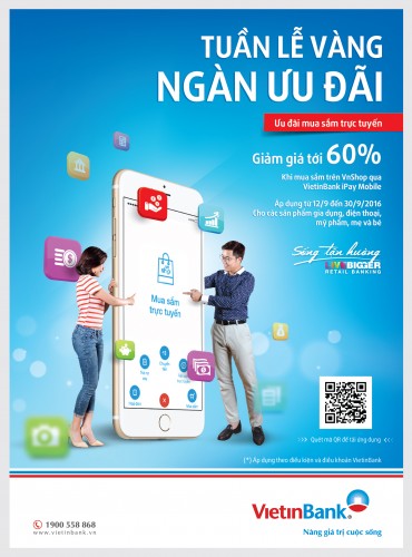 Giảm giá tới 60% khi mua sắm trực tuyến qua VietinBank iPay Mobile