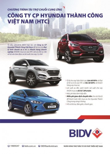 BIDV hợp tác tài trợ chuỗi cung ứng của Công ty Hyundai Thành Công Việt Nam