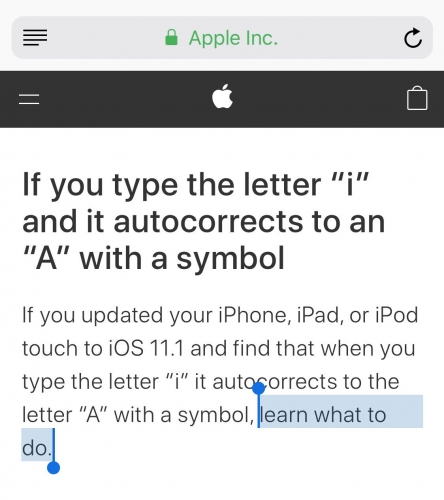 Lỗi trên iOS mới không cho phép người dùng gõ chữ “I”