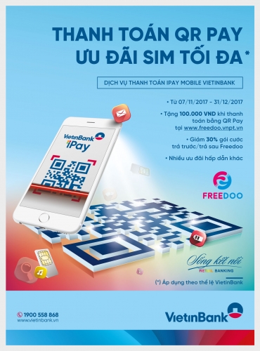 Thanh toán QR Pay nhận sim VinaPhone với nhiều ưu đãi hấp dẫn cùng VietinBank