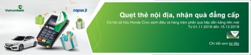 Cơ hội trúng Honda Civic dành cho chủ thẻ nội địa Vietcombank