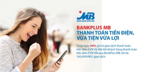 MB ưu đãi KH thanh toán tiền điện qua Bankplus tại Hà Nội