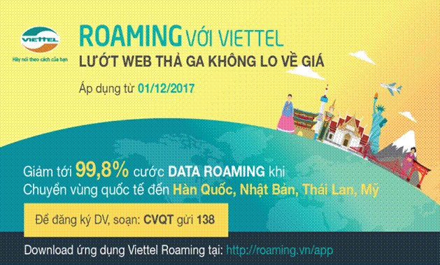 Viettel áp dụng bảng giá cước mới cho dịch vụ data roaming