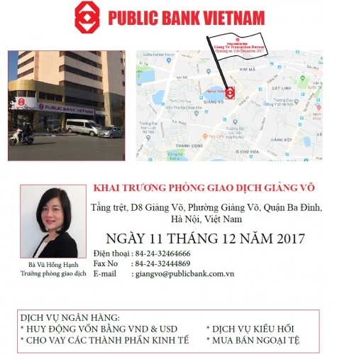 Public Bank Vietnam khai trương Phòng giao dịch Giảng Võ