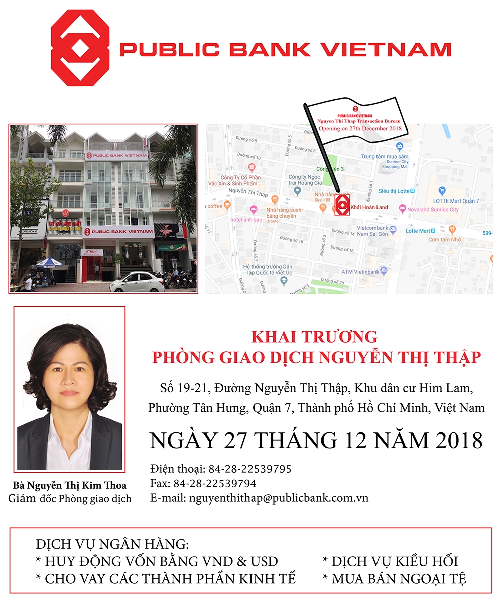 Ngân hàng TNHH MTV Public Việt Nam khai trương Phòng giao dịch Nguyễn Thị Thập