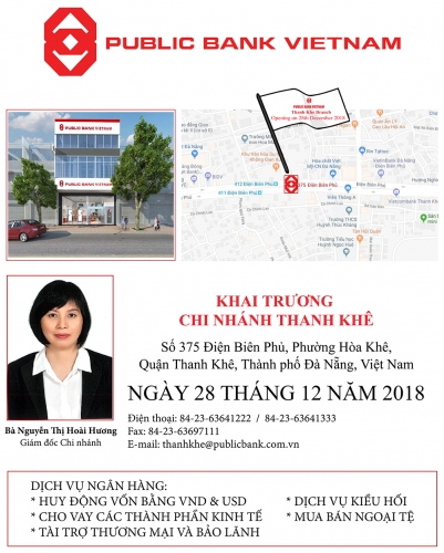 Ngân hàng TNHH MTV Public Việt Nam khai trương Chi nhánh Thanh Khê