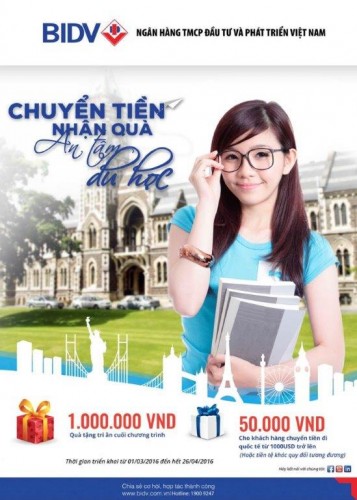 Chuyển tiền nhận quà, An tâm du học cùng BIDV