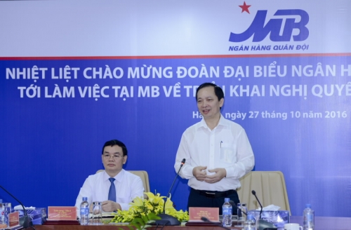 Phó Thống đốc Đào Minh Tú làm việc với MB về triển khai Nghị quyết 19, 35