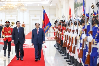 Lễ đón chính thức Thủ tướng Phạm Minh Chính thăm Campuchia