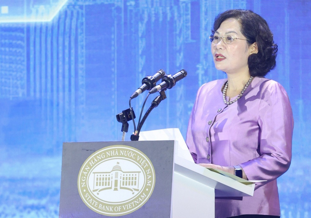 Thống đốc NHNN Việt Nam Nguyễn Thị Hồng phát biểu tại sự kiện Chuyển đổi số ngành Ngân hàng năm 2024