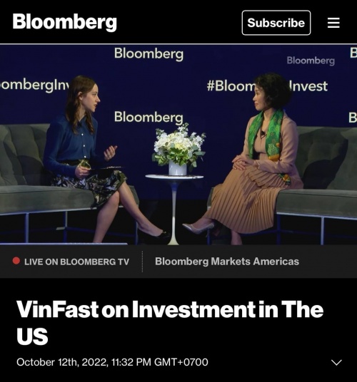 Bà Lê Thị Thu Thuỷ chia sẻ về lý do đầu tư vào Mỹ tại Hội nghị đầu tư toàn cầu của Bloomberg